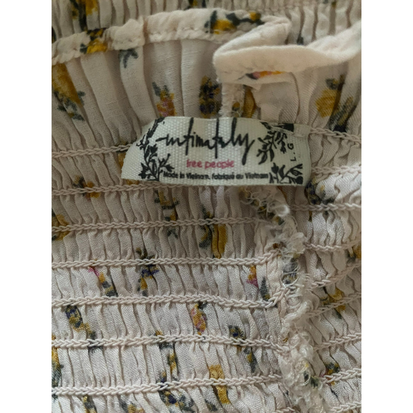 Free People Bella Smocked Slip Dress Cream Floral Size L Dress or Nightgown - Picture 5 of 6